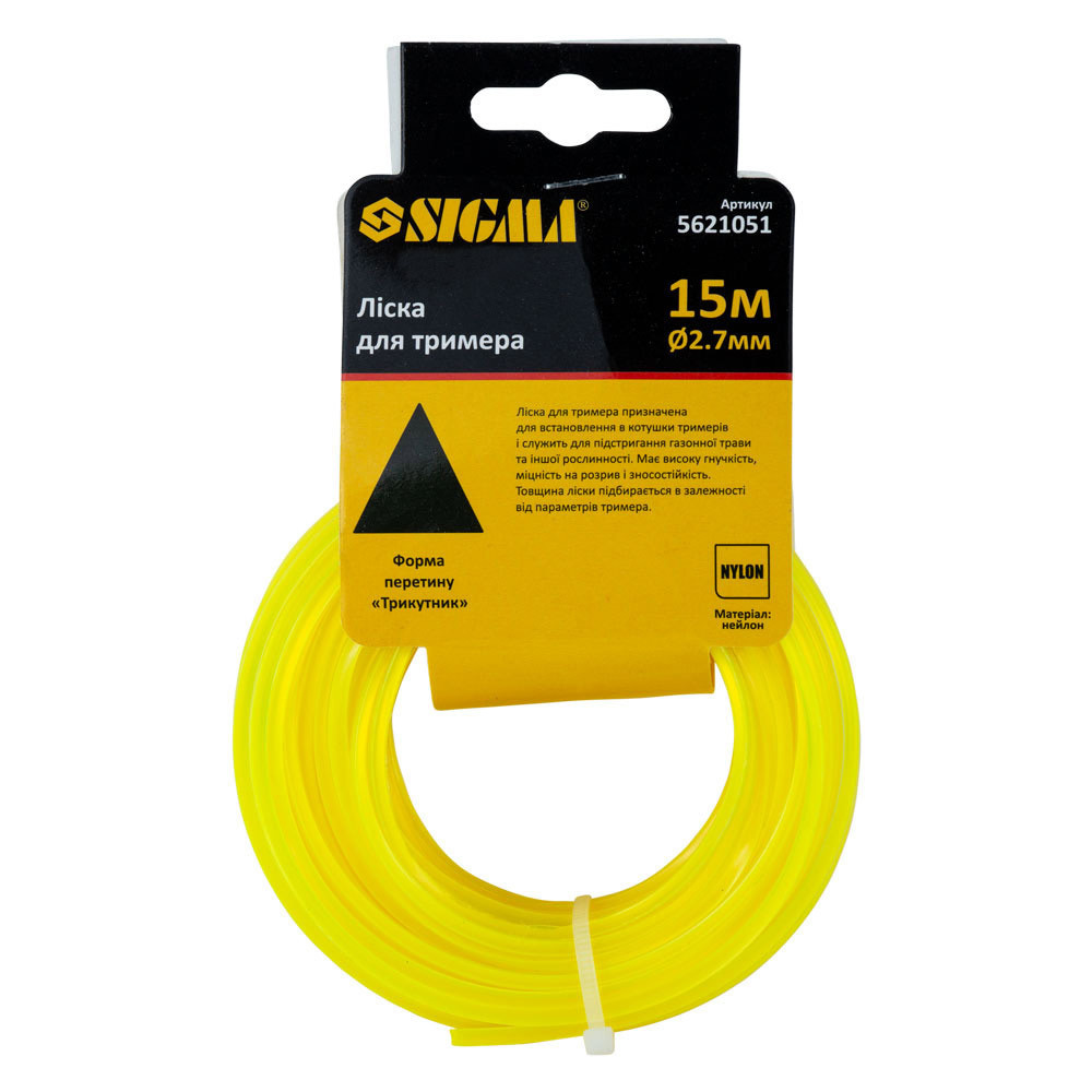 Леска для триммера треугольник Ø2.7мм 15м SIGMA (5621051) Ровно - изображение 2