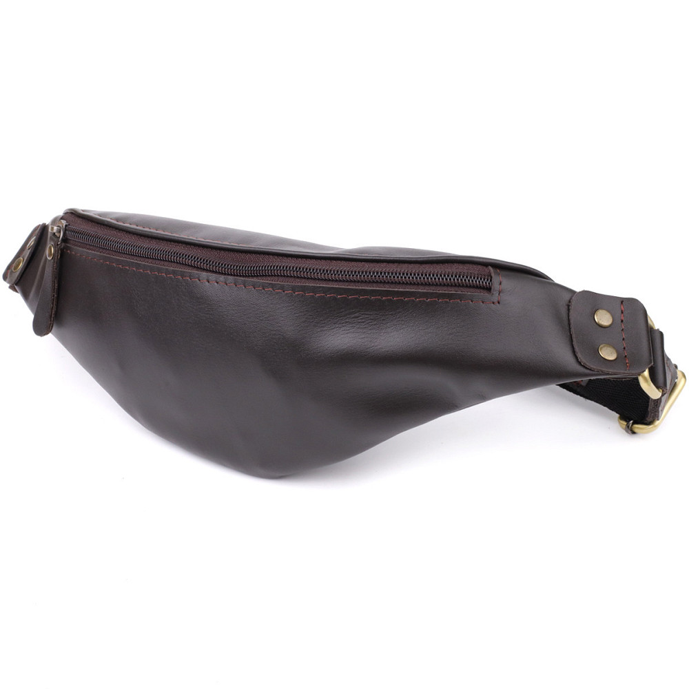 Бананка для чоловіків з гладкої натуральної шкіри Коричневий (SHVIGEL) Київ - фото 5