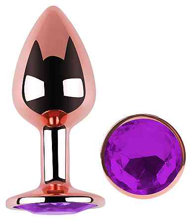 Анальна пробка з кристалом EGZO - Rose Gold Round Plug Purple size S Sex Aura Київ