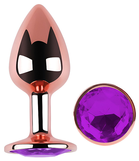 Анальная пробка с кристаллом EGZO - Rose Gold Round Plug Purple size S Sex Aura Киев - изображение 2