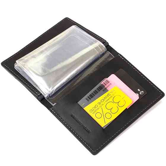 Шкіряна обкладинка для документів GRANDE PELLE 11494 Чорний Київ