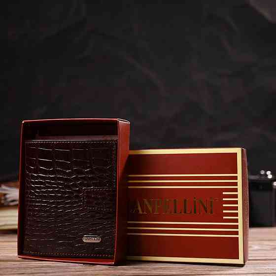 Шикарный мужской бумажник из натуральной кожи с тиснением под крокодила (CANPELLINI) Киев