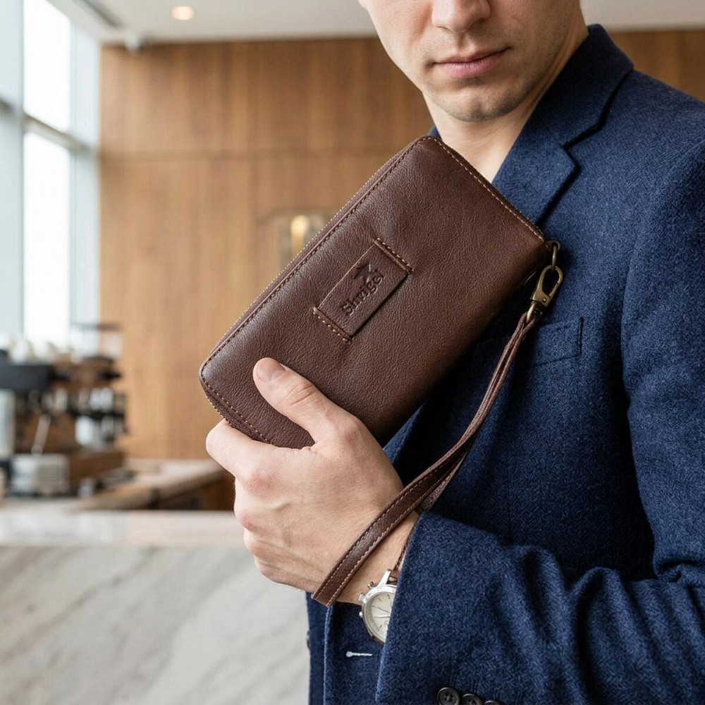Мужской кожаный клатч для карт купюр и документов SHVIGEL 19124 Коричневый Киев - изображение 10