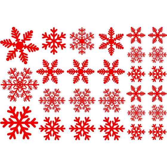 Наклейки снежинки на окна 50 на 35 см красный Киев