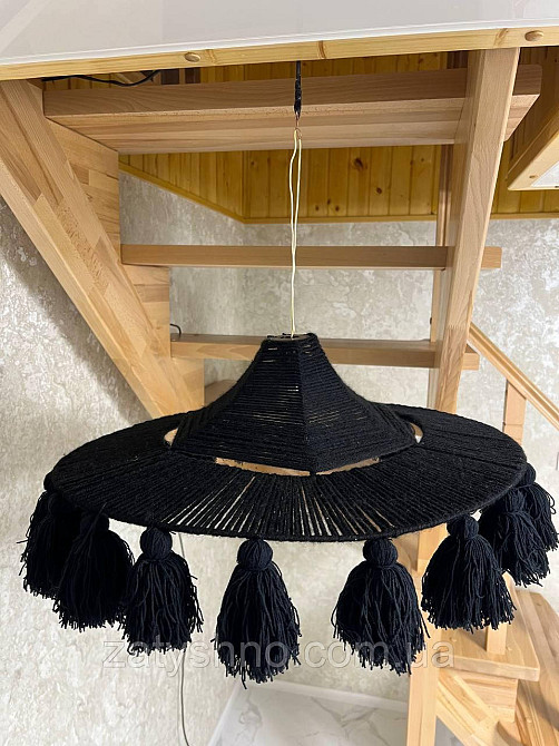 Люстра плетеная черная  круглая Киев - изображение 2