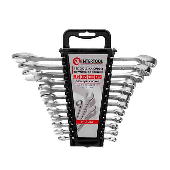 Набір ключів комбінованих, 12 шт., 6-22 мм, Cr-V INTERTOOL HT-1203 Киев