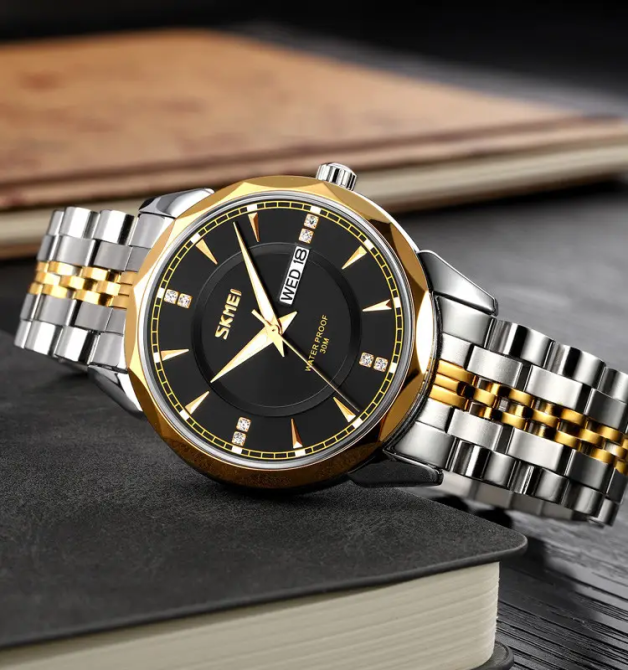 Годинник чоловічий класичний Skmei 9268 (Золотистий з чорним циферблатом) Вінниця - фото 4