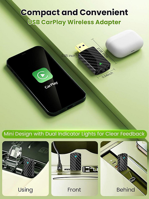Бездротовий адаптер для CarPlay Android Auto, для авто з дротовим Карплей, WiFi Bluetooth підтримка iOS 10+/Android 11+ Київ - фото 7