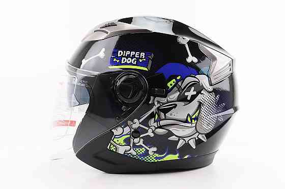 Шолом відкритий+відкидні окуляри BLD-708 S (55-56см), ЧОРНО-СИНІЙ "Bulldog" Киев