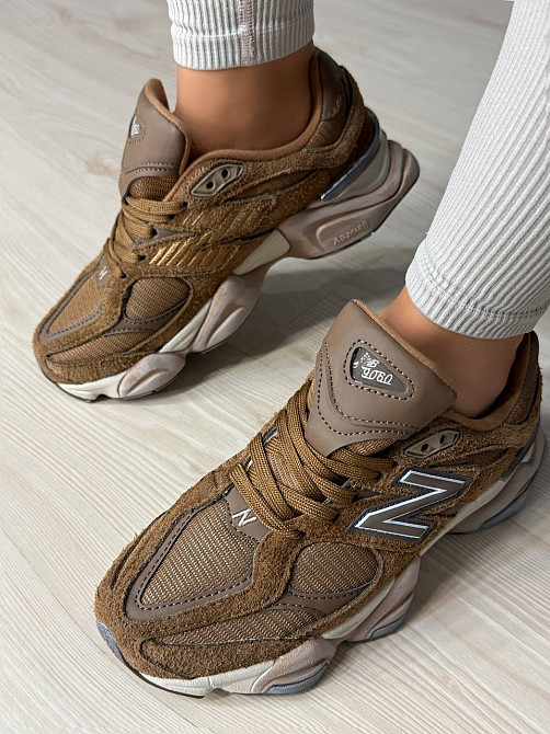 Кроссовки женские и мужские NB 9060-6 замша с сеткой потертые унисекс коричневые, 41, 25,5 см Киев - изображение 2