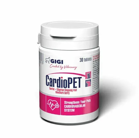 Добавка GiGi CardioPet для котів та собак призначена для зміцнення функцій серцево-судинної системи N30 таб Вінниця