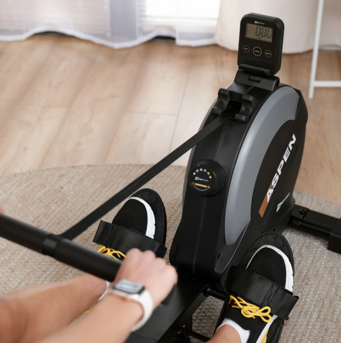 Гребной тренажер Hop-Sport HS-080R Aspen магнитный черно-золотистый Киев - изображение 8