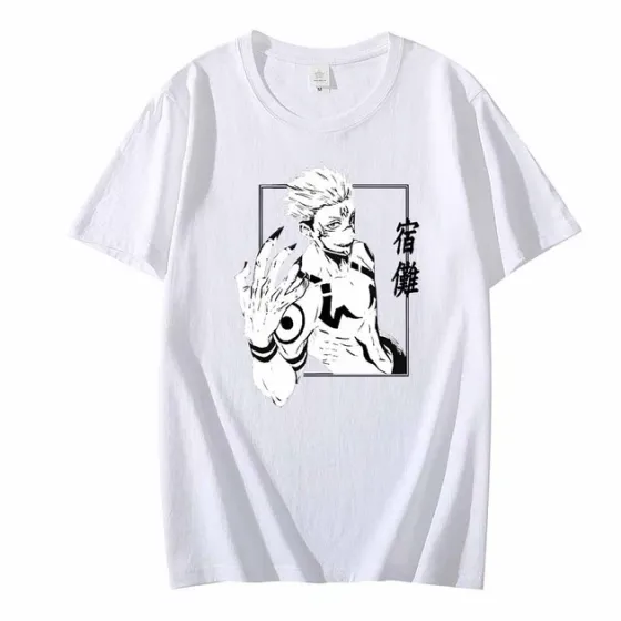 Футболка з аніме принтом Магічна БитваРозмір оверсайз (S/M/L) Білий AnimeT0008 Дніпро