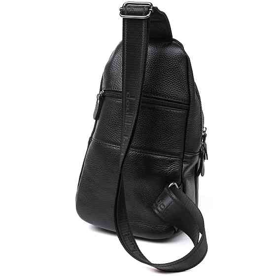 Компактна шкіряна чоловіча сумка через плече Чорний (Vintage) Київ