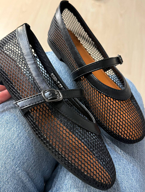 Балетки жіночі Meideli 300-10 Mary Jane сітка з ремінцем чорні, 37, 23,5 см Київ - фото 3