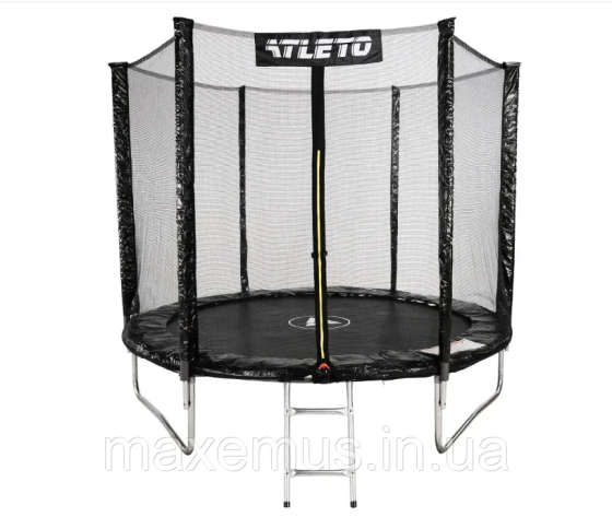 Батут детский Atleto 312 см с защитной сеткой и лестницей батут для детей садовый батут черный Мостиска