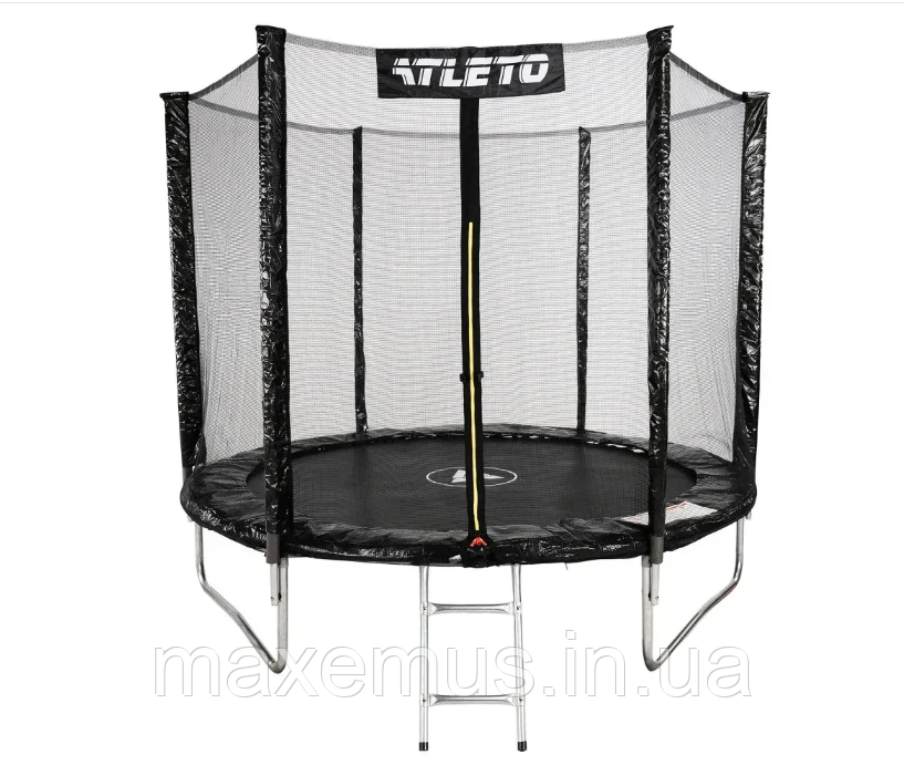 Батут детский Atleto 312 см с защитной сеткой и лестницей батут для детей садовый батут черный Мостиска - изображение 3