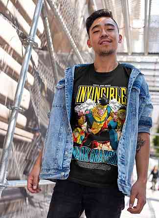 Футболка для хлопчика з аніме принтом Інвінкібле Марк Інвінкібле Суперхеро оверсайз (зріст від 165 до 180) Чорний AnimeJ0848m Дніпро