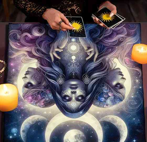 Скатерть для Таро с Тройственной Богиней 49×49 см | Алтарная ткань | Tarot Cloth Triple Goddess Киев