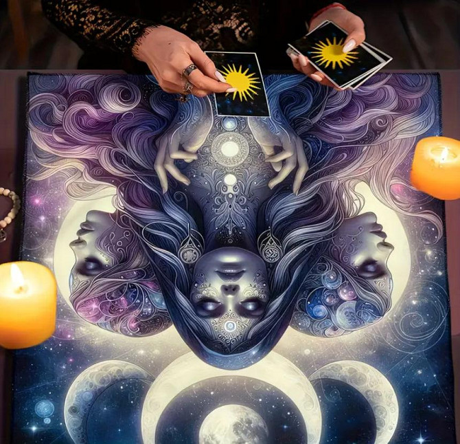 Скатерть для Таро с Тройственной Богиней 49×49 см | Алтарная ткань | Tarot Cloth Triple Goddess Киев - изображение 3