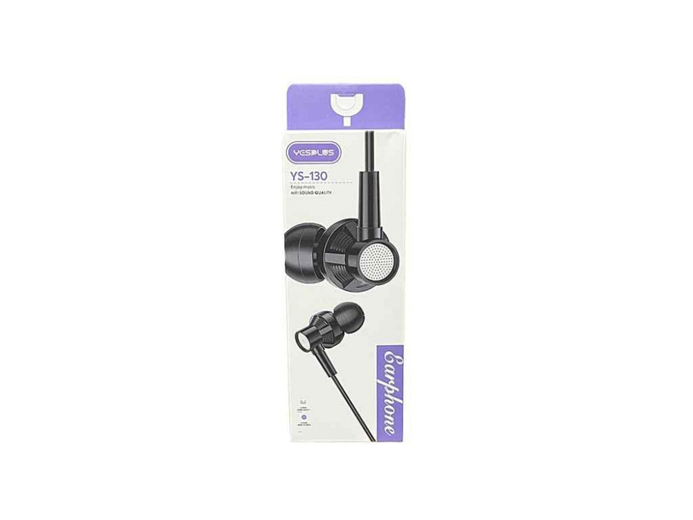 Наушники вакумные с микрофоном черные AUX YESPLUS-130 ТМ YESPLUS Киев - изображение 1