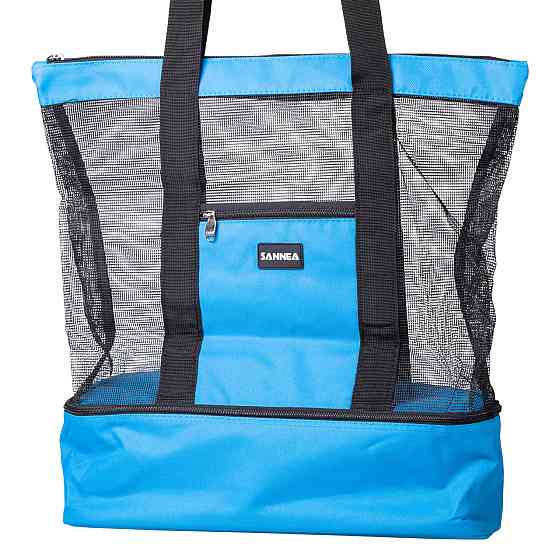 Пляжна сумка холодильник, термосумка на 2 відділення для природи та пікніка 47×15×48 (см) Блакитний HP-14-25BL Київ