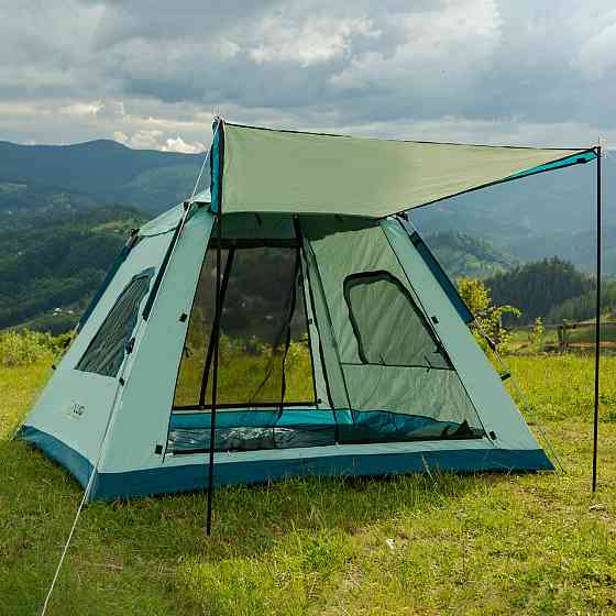 Lugi Намет кемпінговий 3-місний з тентом 235*235*155 см синій LU005BL Коломия