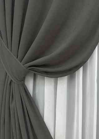 Комплект готових штор VR-Textil Мікровелюр Petek YL № 1703ш Темно-сірий 100х295 см 2 шт (31-848) Київ