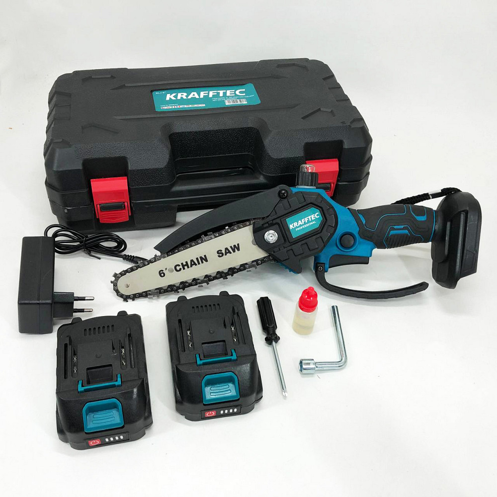 Пила електрична для заготівлі дров Krafftec 15 см, Пилка на батарейках для обрізки гілок JA-52 Львів - фото 13