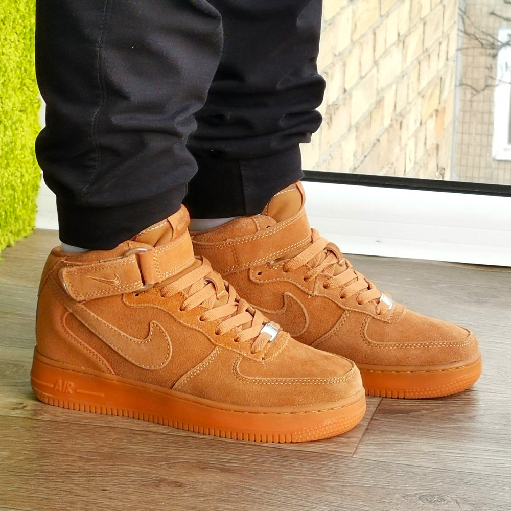 Кросівки Nike Force Високі Руді Жіночі Форси Замшеві Коричневі Найк (розміри: 37,38,39,40,41) Дніпро - фото 7