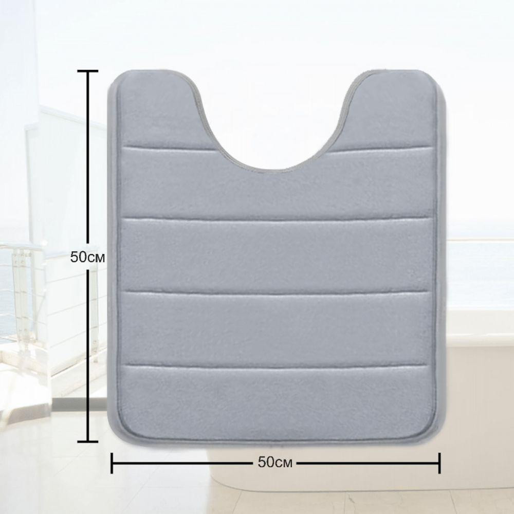 Современный коврик для ванной Aquarius с эффектом памяти U-образный контурный 50 х 50 см Серый в полоску Буча - изображение 2