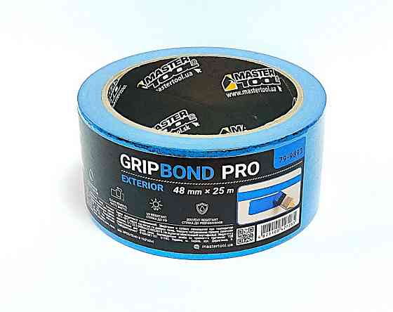 MASTERTOOL Стрічка малярна для фасадних робіт MASTERTOOL GripBond Pro Exterior 48 мм×25 м синя Коломия
