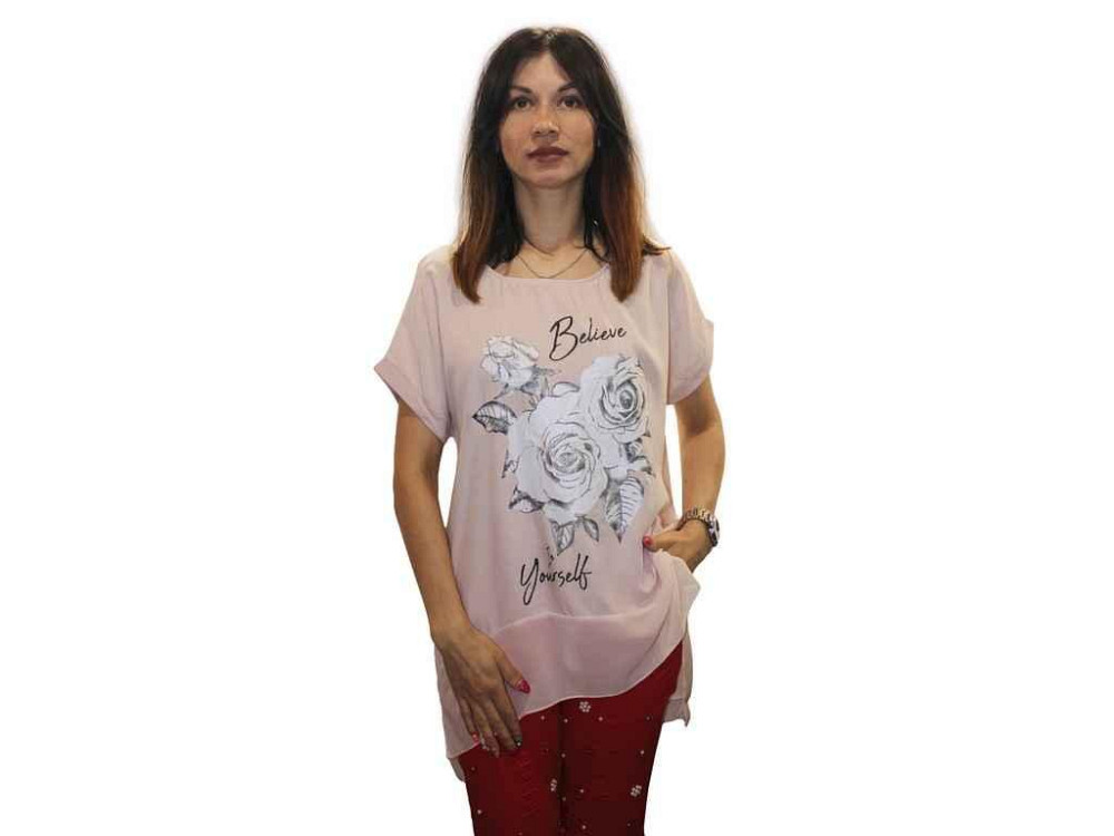 Блуза батал, натур. тканина арт 9709, рожева р.XL ТМ Yasili Київ - фото 1