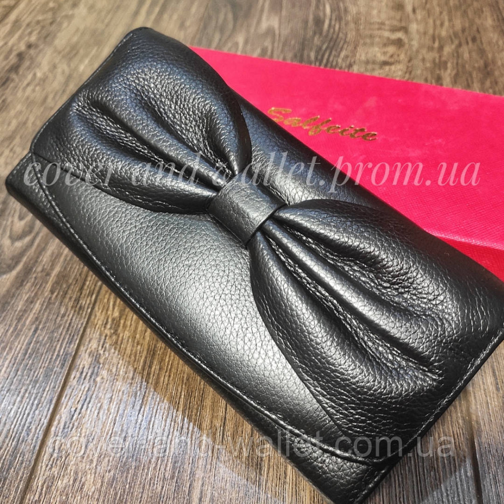 Женский кожаный кошелек с монетницей снаружи Salfeite черный Киев - изображение 7