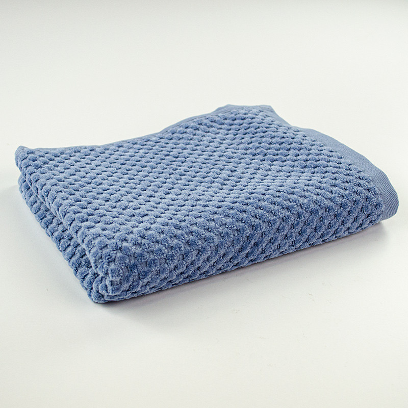 Комплект махровых полотенец однотонных 3шт 40x70см, 50x90см, 70x140см Damask Премиум качества Жаккардовое с велюром (Синий) Сумы - изображение 3