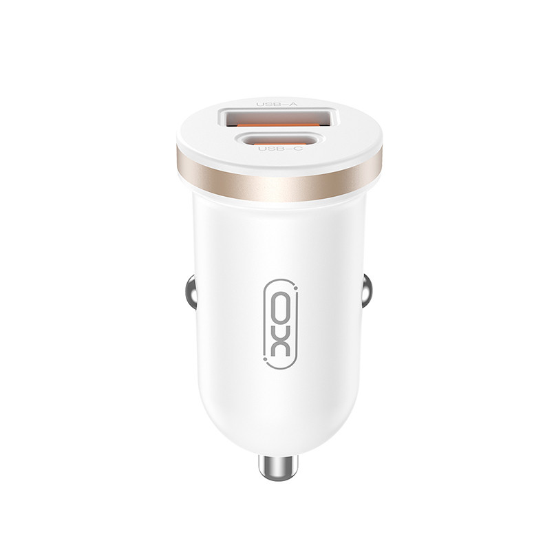 Автомобільний зарядний пристрій XO CC56 Plastic mini 30W+ Lightning кабель білий Львів - фото 3