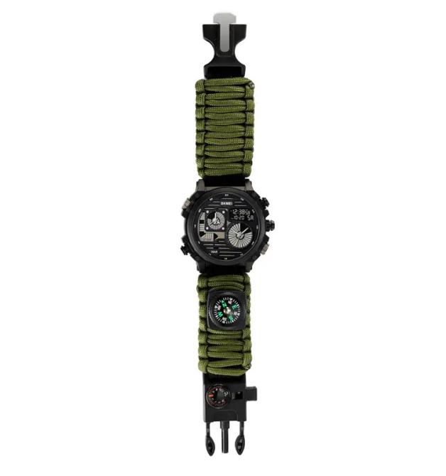 Годинник чоловічий наручний спортивний Skmei 2202 Paracord (Зелений нейлоновий ремінець) Київ - фото 7