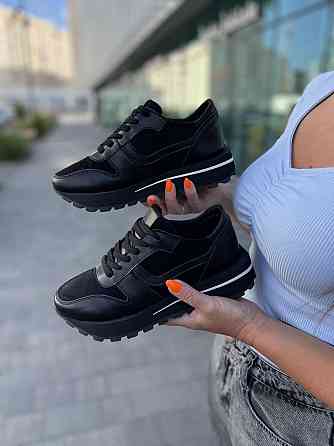 Molly Кроссовки женские MOLLY черные натуральная кожа+замша весна-осень 37р.38р.39р. (5237) Коломия