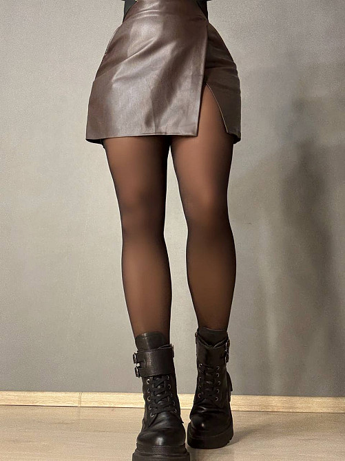 Шорти жіночі Gritana 173 зі спідницею на запах з розрізом екошкіра коричневі, коричневий, 2XL Київ - фото 16