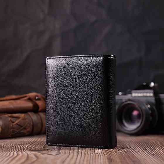 Гаманець вертикального формату з натуральної шкіри ST Leather 22474 Чорний Київ