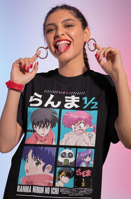 Футболка з аніме принтом Ранма Схампоо Руміко Такахасхі оверсайз (S/M/L) Чорний AnimeJ0981 Дніпро - фото 4