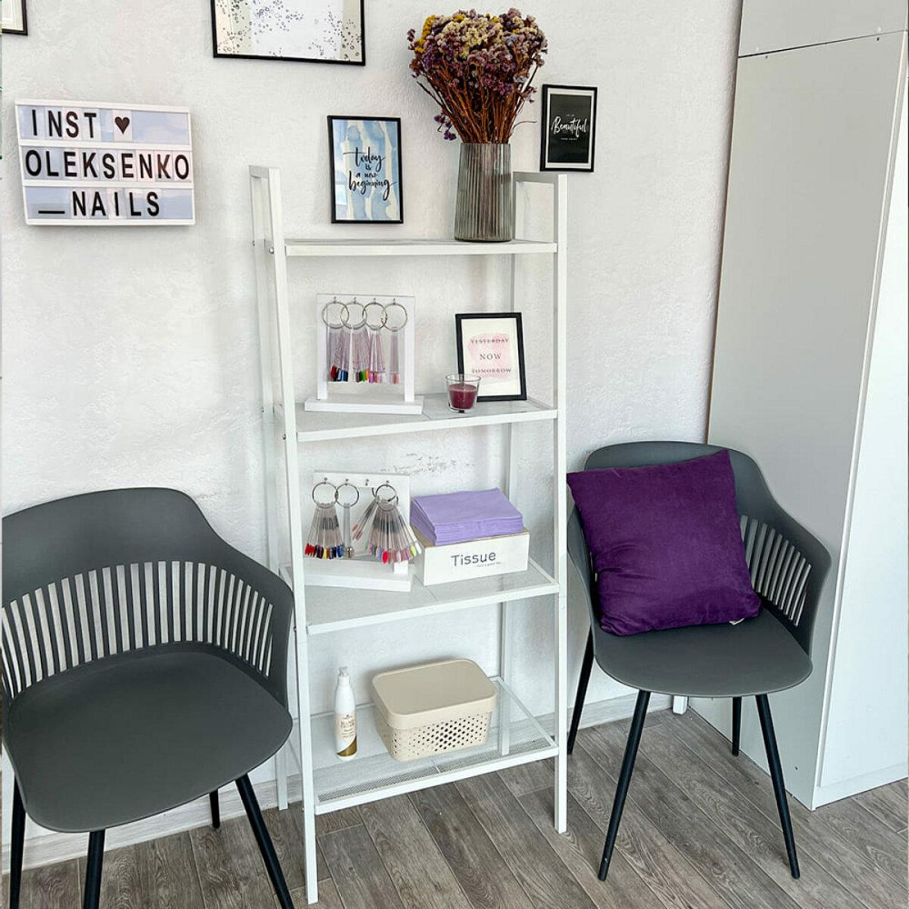 Стеллаж-этажерка четырехъярусный из металла 60х35х148см Белый SW-00002104 Днепр - изображение 10