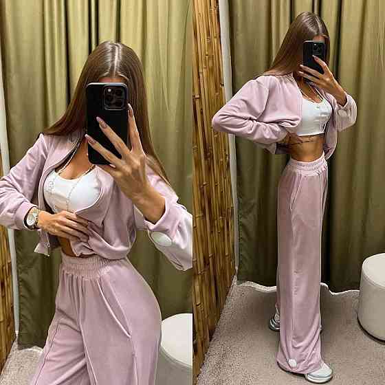 Жіночий стильний повсякденний костюм, двойка якісний турецький велюр Пудра, 42/44 Одеса