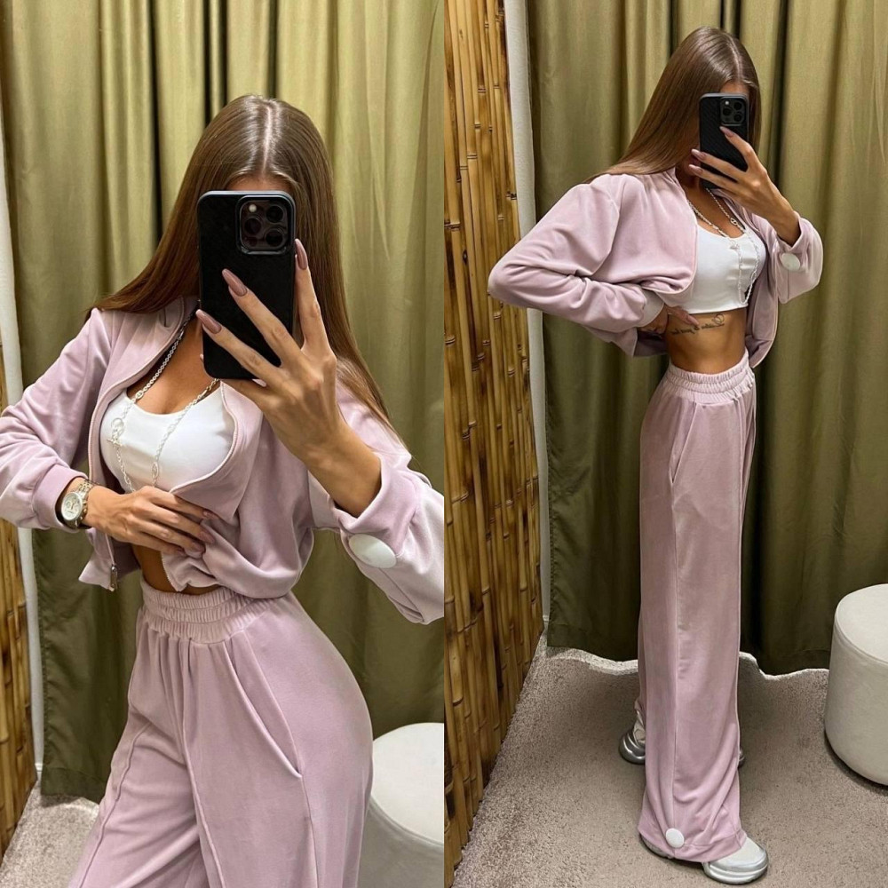 Жіночий стильний повсякденний костюм, двойка якісний турецький велюр Пудра, 42/44 Одеса - фото 1