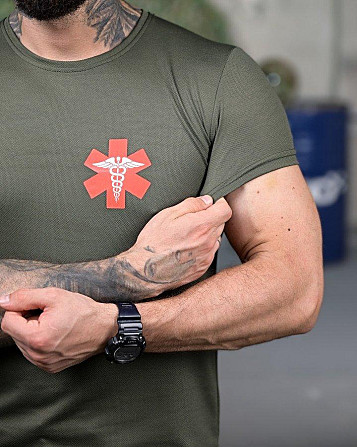 Тактична потовідвідна футболка Medic oliva РП7347 Київ - фото 4