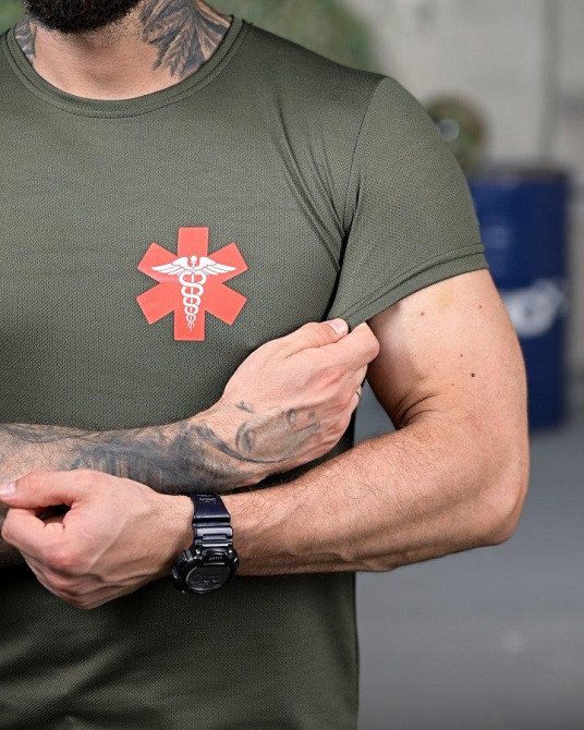 Тактична потовідвідна футболка Medic oliva РП7347 Одеса - фото 4