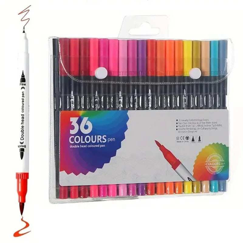 Профессиональный набор 36 шт двухсторонних маркеров линер+кисть с мягкой головкой на водной основе ND-67 Львов - изображение 8