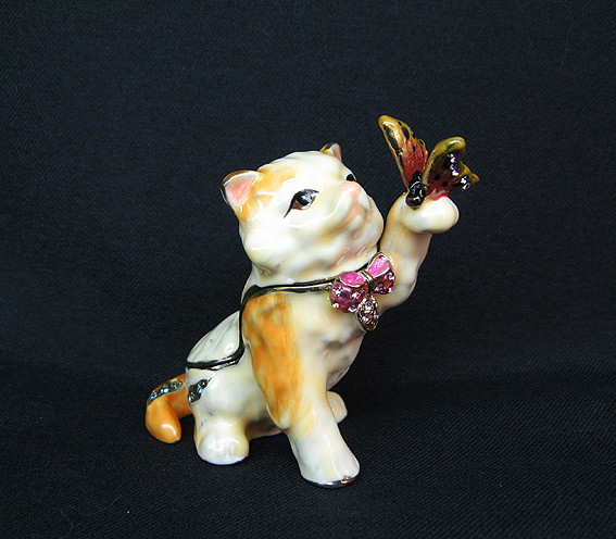 Шкатулка со стразами Кошка с бабочкой Киев - изображение 1