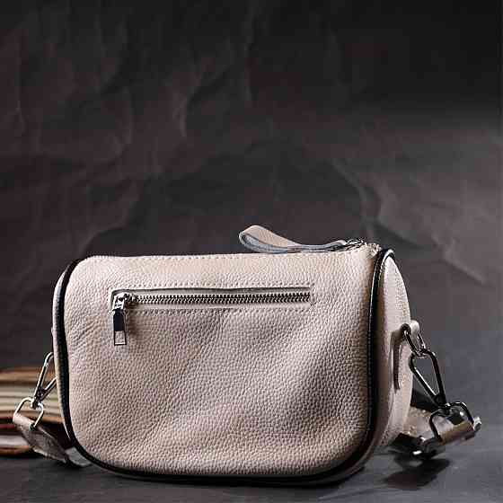 Сумка крос-боді напівкруглого формату з натуральної шкіри Vintage 22393 Біла Київ