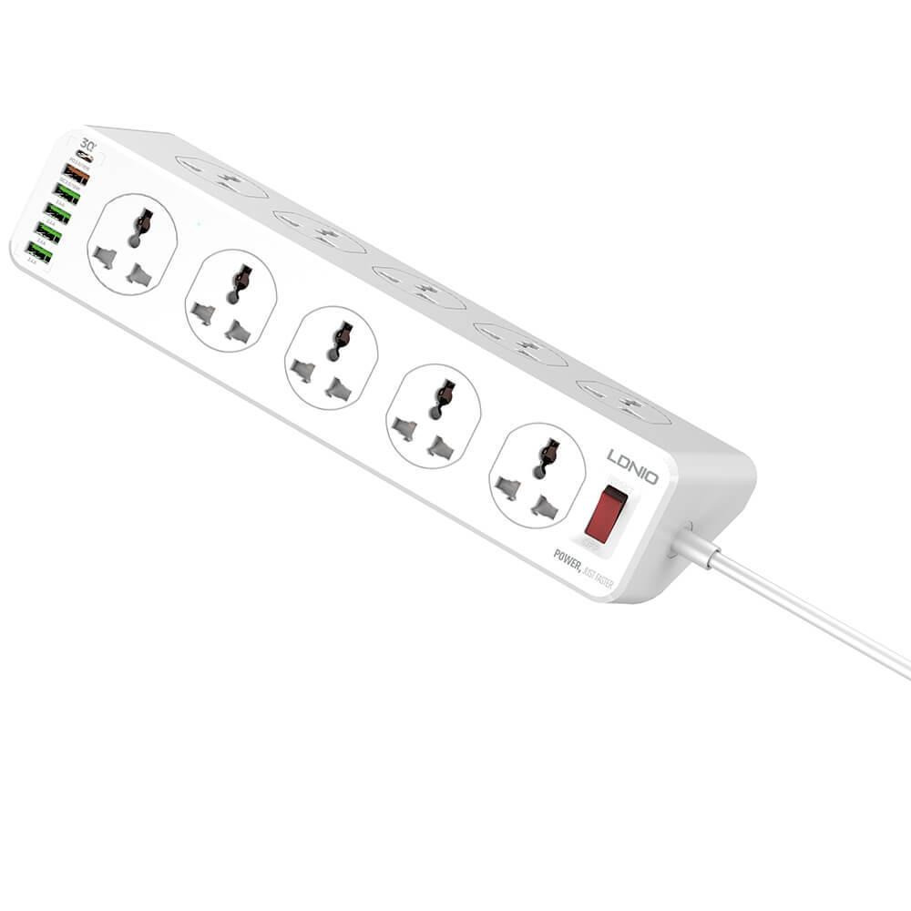 Мережевий подовжувач LDNIO 10 Розеток, 5 USB, 1 Type-C SC10610 (Білий, 2м) Миколаїв - фото 3